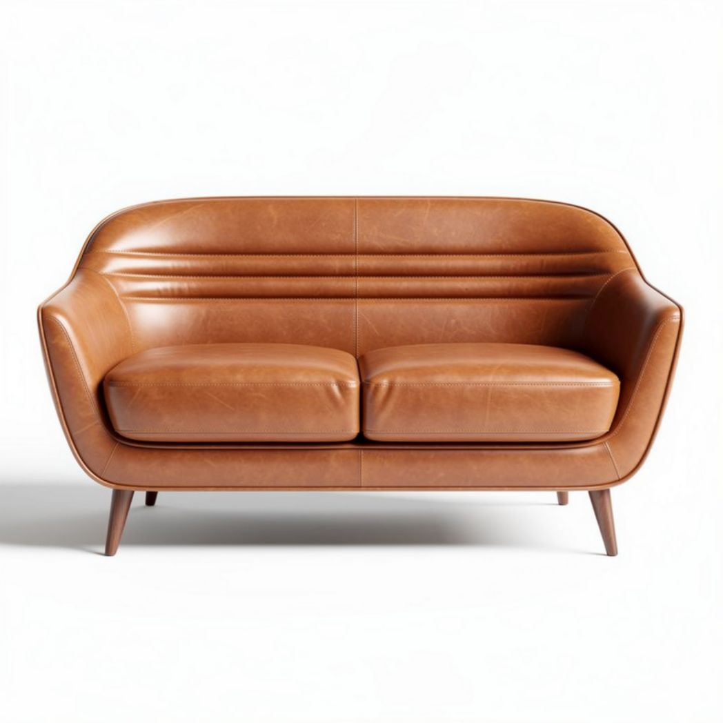 Canapé en cuir marron 155 x 75 x 70cm pour salon moderne