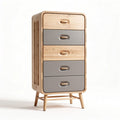 Commode en bois avec quatre tiroirs gris 80 x 40 x 120cm