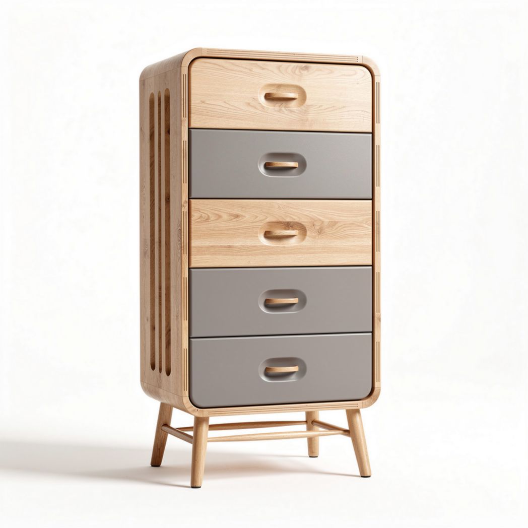 Commode en bois avec quatre tiroirs gris 80 x 40 x 120cm