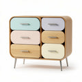 Commode en bois avec tiroirs colorés pour rangement moderne 60 x 35 x 70cm