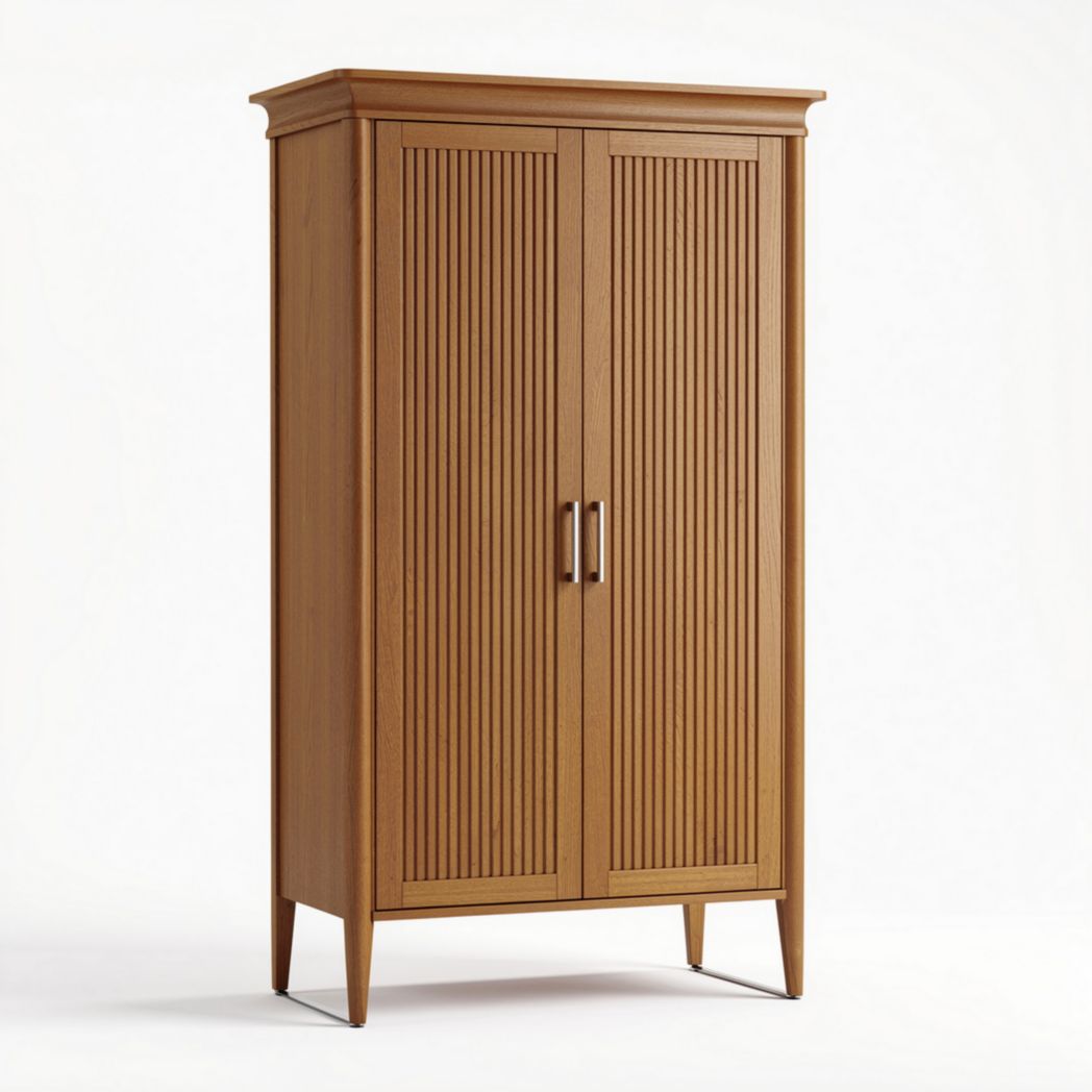 Armoire en bois de chêne clair avec portes à lamelles 100 x 60 x 180 cm