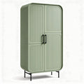 Armoire en plastique vert avec portes battantes et pieds en métal 180 x 90 x 40cm