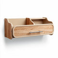 Étagère murale en bois avec tiroir et compartiments de rangement 60 x 30 x 20cm