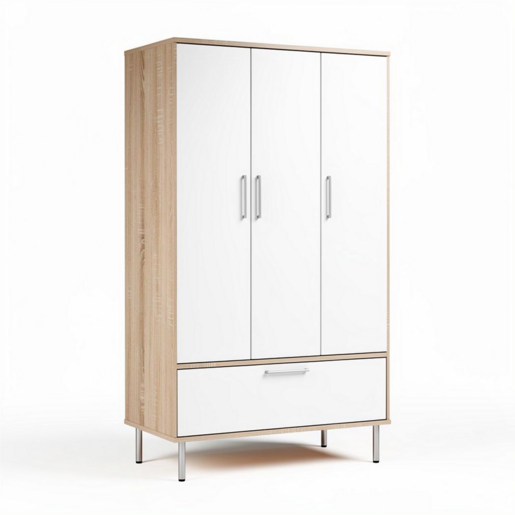 Armoire en bois et plastique blanc dimensions 180 x 80 x 40 cm avec tiroir