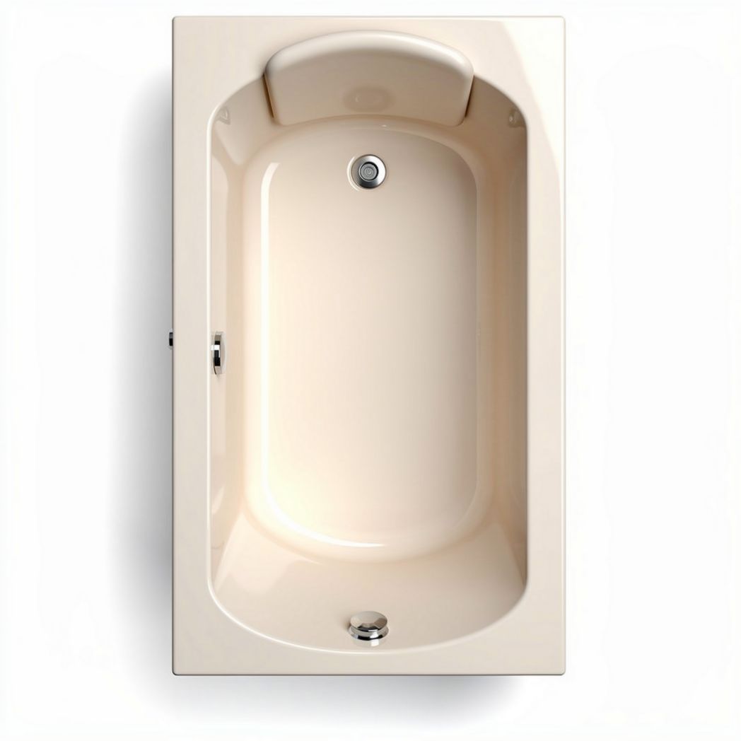 Baignoire en acrylique beige 170 x 75 x 45cm pour salle de bain