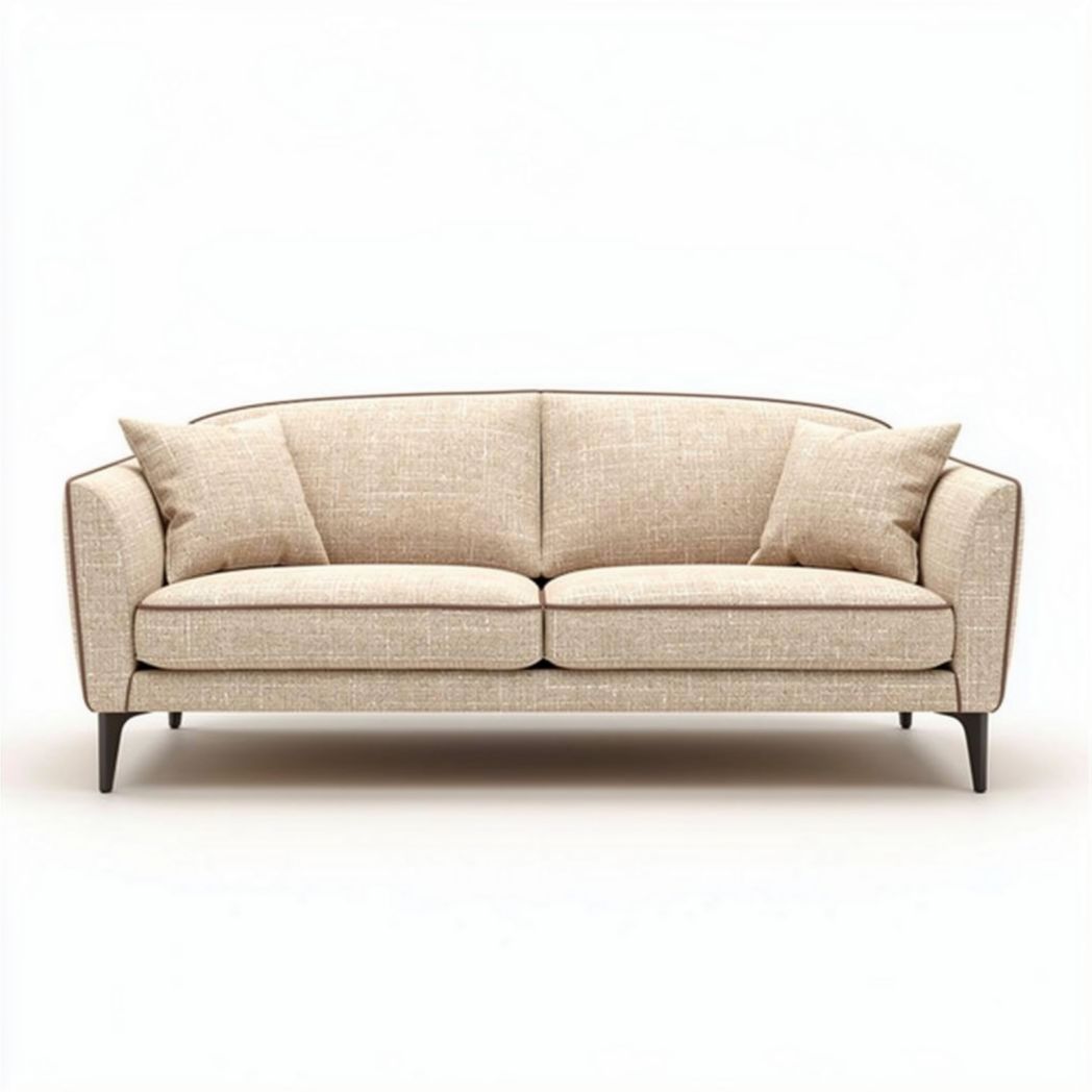 Canapé en tissu beige avec coussins rembourrés dimensions 200 x 90 x 85 cm